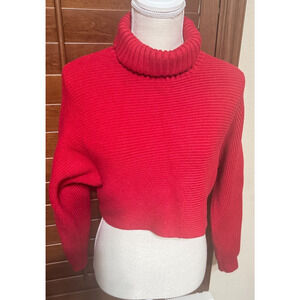House of Harlow 1960 Turtleneck Sweater Womens M Red Ribbed cropped